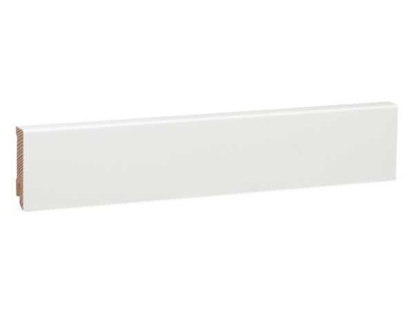 Modern Kiefer Massivholz Sockelleiste weiß lackiert RAL9010 (16x58mm)
